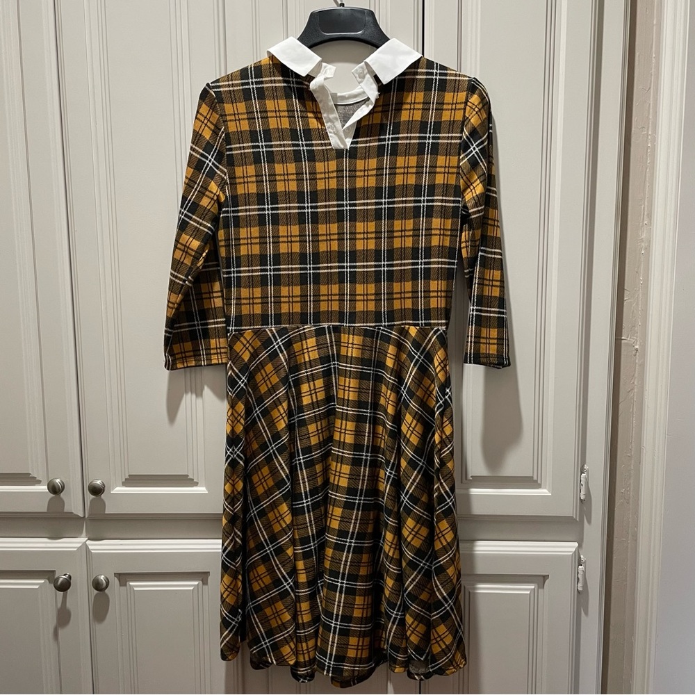 ModCloth Yellow & Black Plaid Dress - L - Picture 4 of 6
